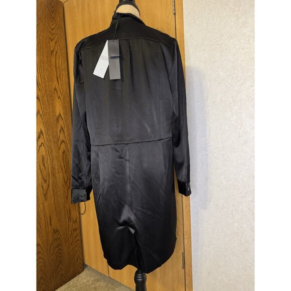 NWT HALSTON Black Satin Tuxedo Blazer Dress $375 Party Cocktail Holiday Formal 8 - Picture 2 of 13